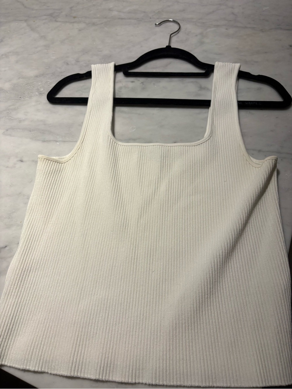 Vince Ribbed Square-Neck Tank Top - White